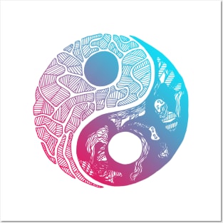 Dual Color Abstract Yin Yang Posters and Art